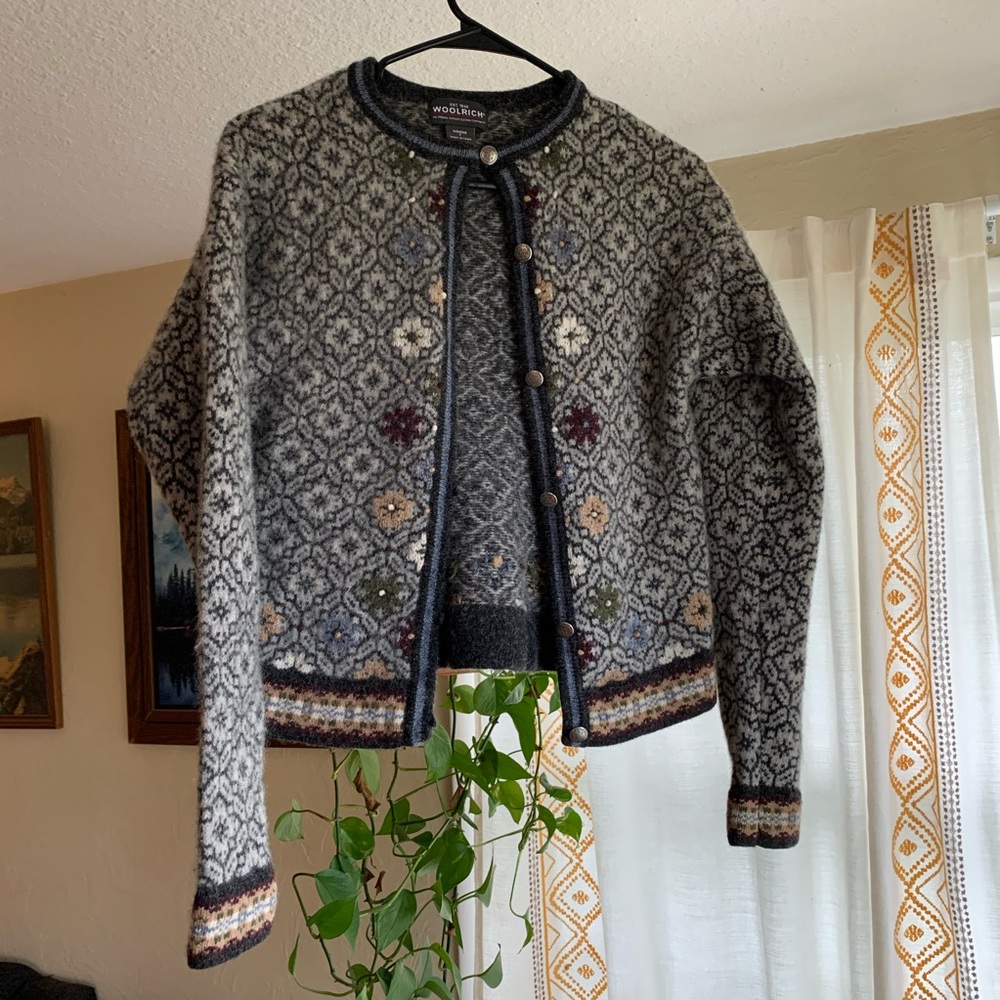 Vintage Woolrich wool Scandinavian floral sweater